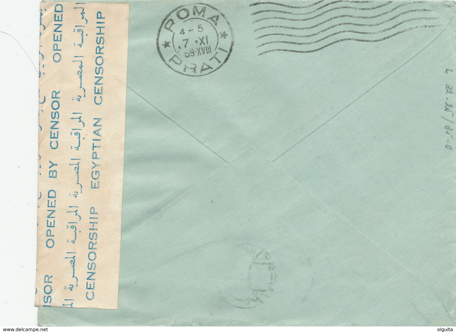 DDW 005 -- EGYPT WWII CENSORSHIP - Air Mail Cover Franked CAIRO 1939 To ROMA - Purple Censor Nr 143 - Lettres & Documents