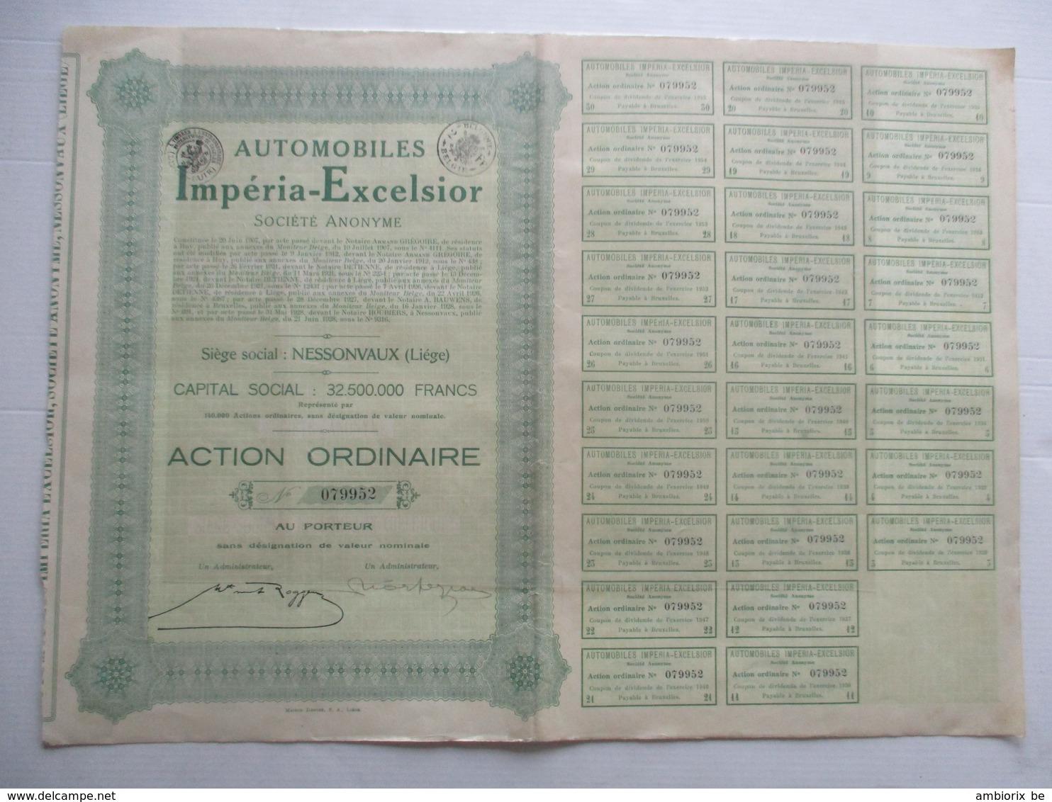 Automobiles Impéria-Excelsior - Nessonvaux - Action Ordinaire - Auto's