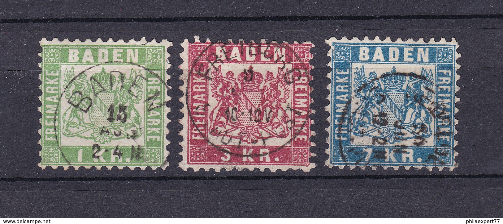 Baden - 1868 - Michel Nr. 23/25 - Gest. - 65 Euro - Sonstige & Ohne Zuordnung