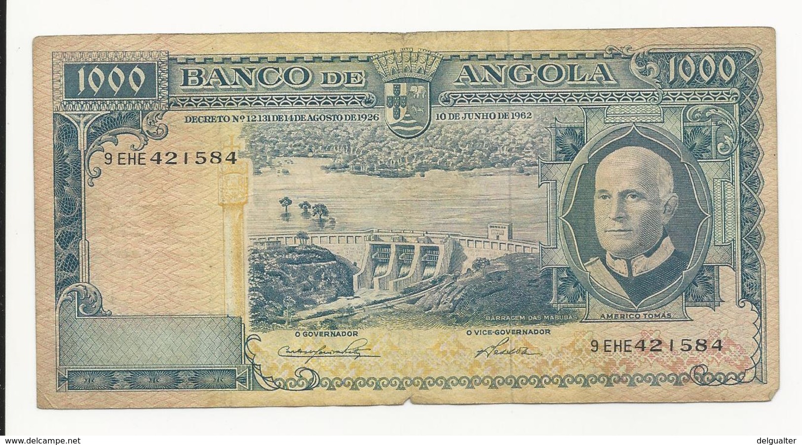 Portuguese Angola 1000 Escudos 1962 Perhaps Fine - Portugal