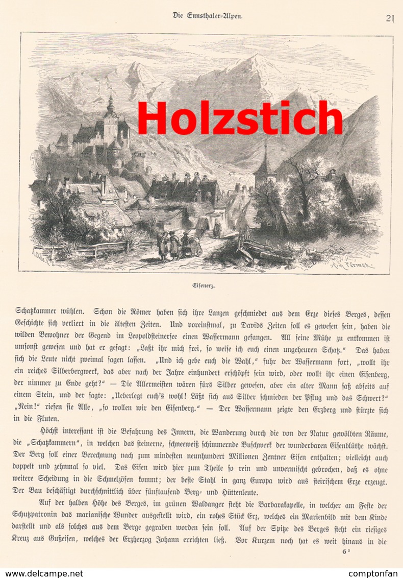 A102 364 Ennstaler Alpen Eisenerz Aussee 2 Artikel Mit Ca. 19 Bildern 1880 !! - Autres & Non Classés