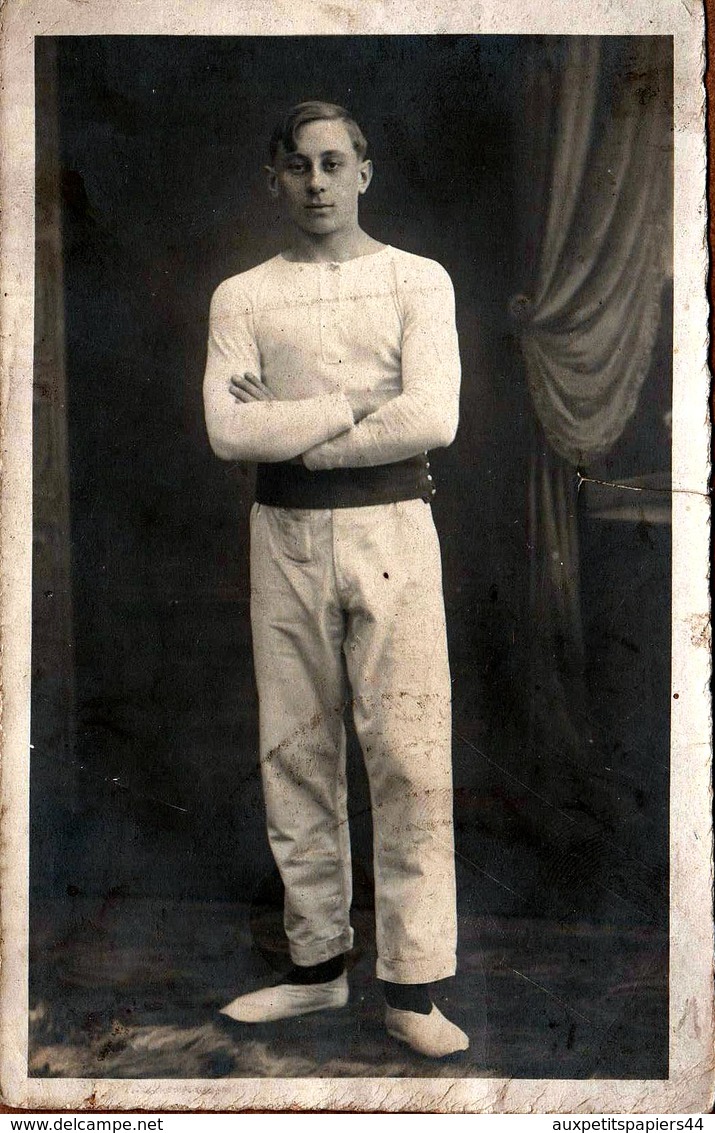 Carte Photo Originale Gymnastique - Portrait Studio De Gymnaste Vers 1910/20 - Sports