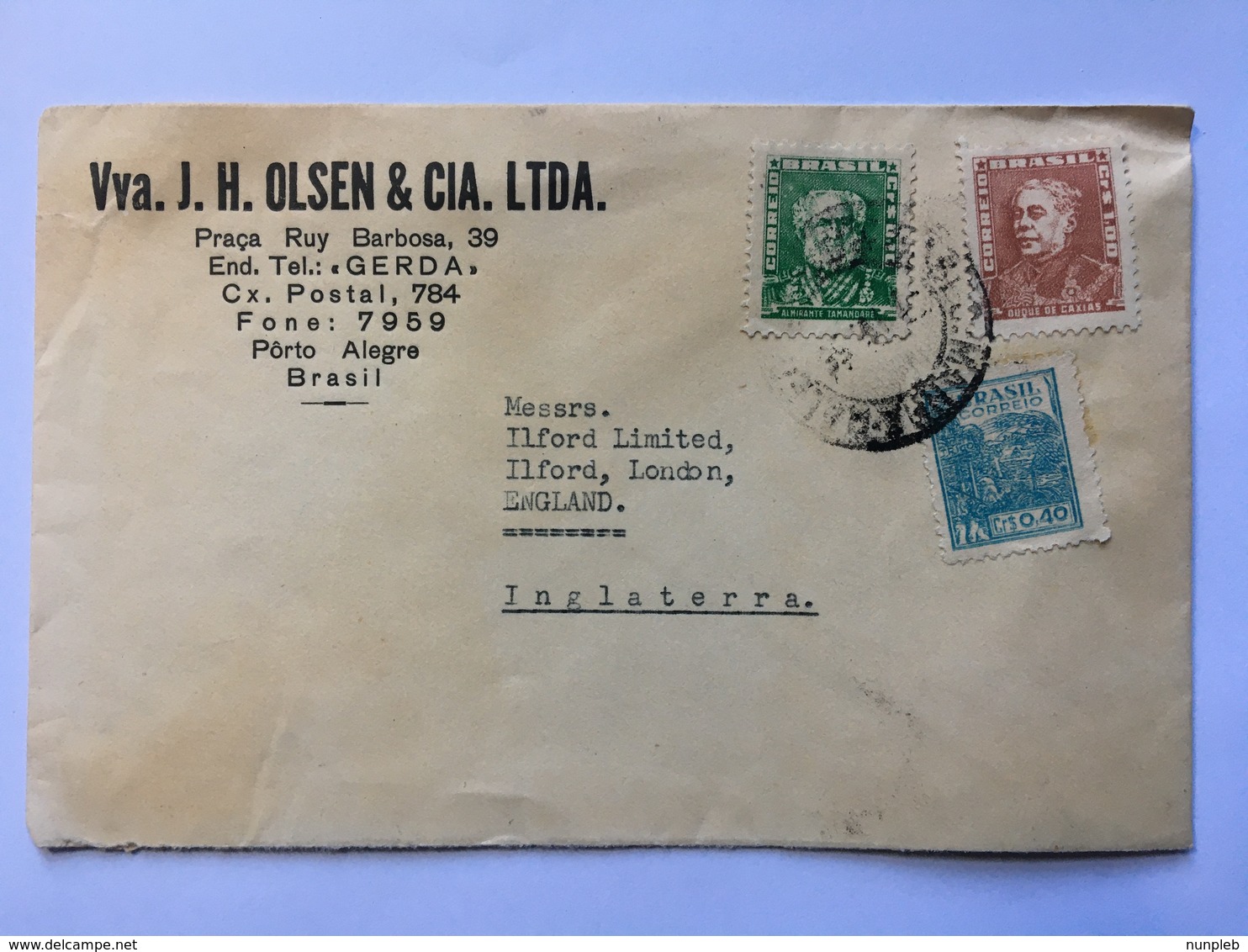 BRAZIL 1950`s Cover Porto Alegre To England - Briefe U. Dokumente