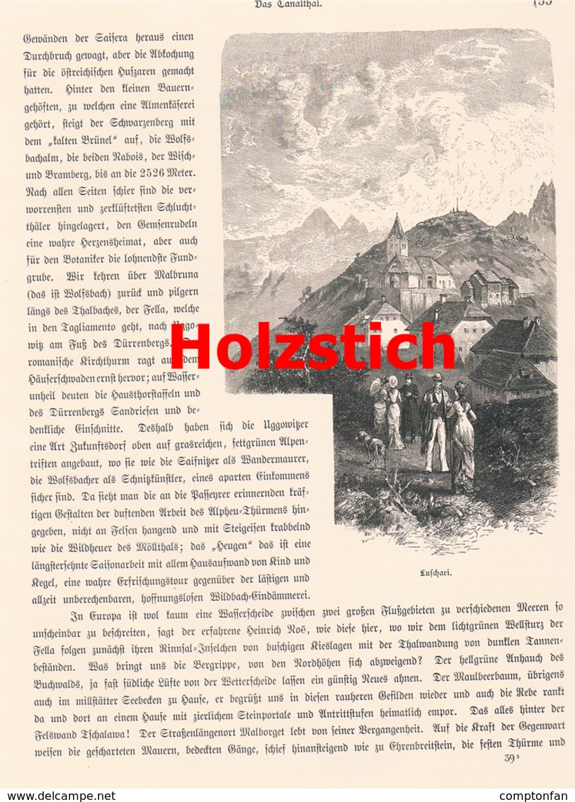 371 Slowenien Kanaltal Tarvis Kanalska 1 Artikel Mit Ca. 7 Bildern 1880 !! - Autres & Non Classés