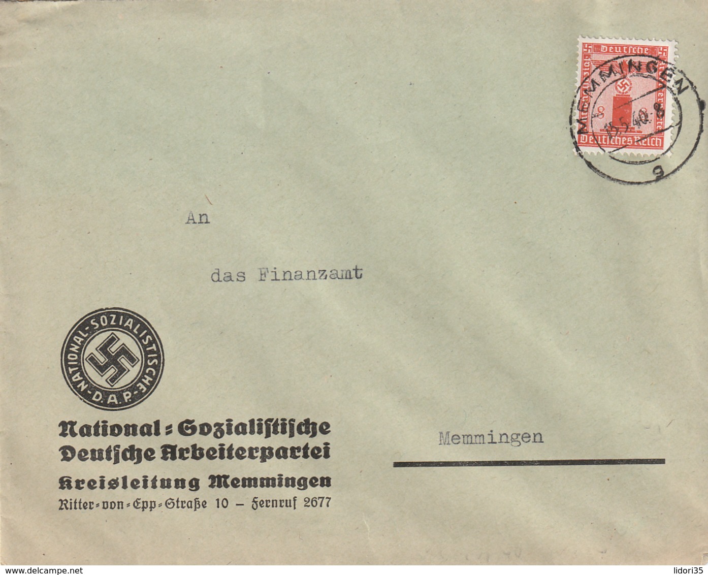 Deutsches Reich / 1938 / Dienstmarke Mi. 149 EF Auf Brief, Abs. NSDAP-Kreisleitung Memmingen (5153) - Officials