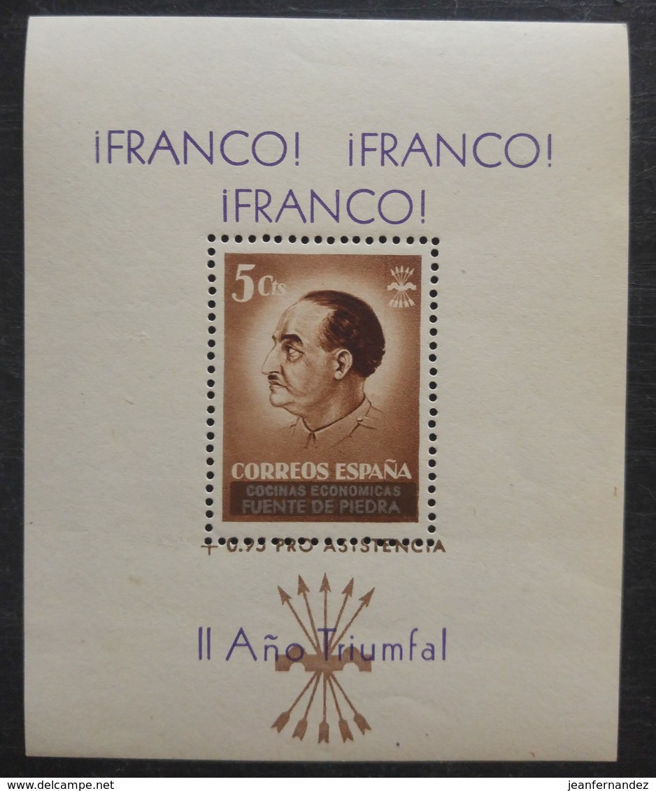 Cocinas Economicas FUENTE DE PIEDRA Bloc De FRANCO 5cts Neuf Avec Trace De Charnière - Vignetten Van De Burgeroorlog