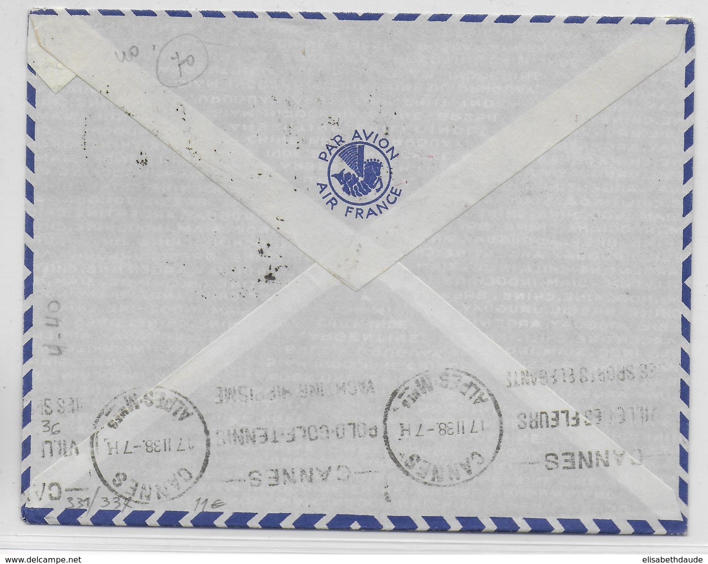 1938 - 1° VOL / FIRST FLIGHT - ENVELOPPE POSTE AERIENNE PARIS à NICE - Erst- U. Sonderflugbriefe