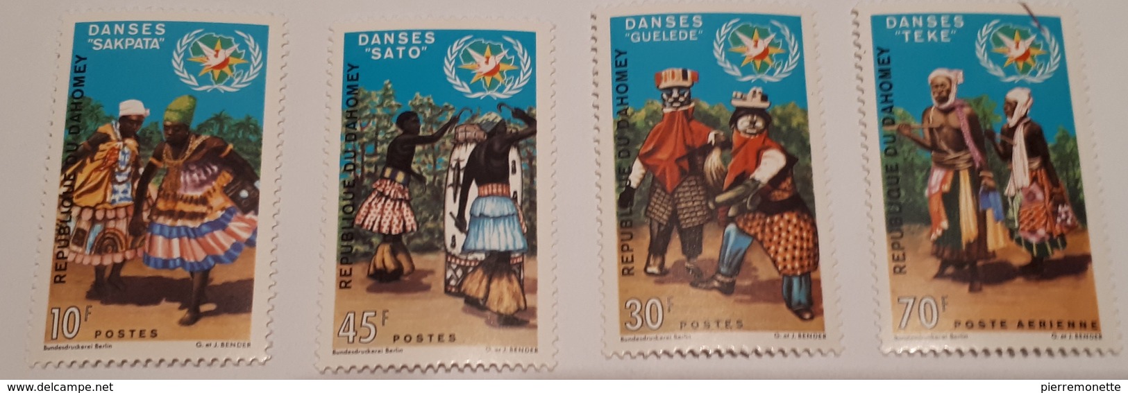 +Bénin-Dahomey  1969, 264-6 + C108, Danses, 4v, 4eu - Benin - Dahomey (1960-...)