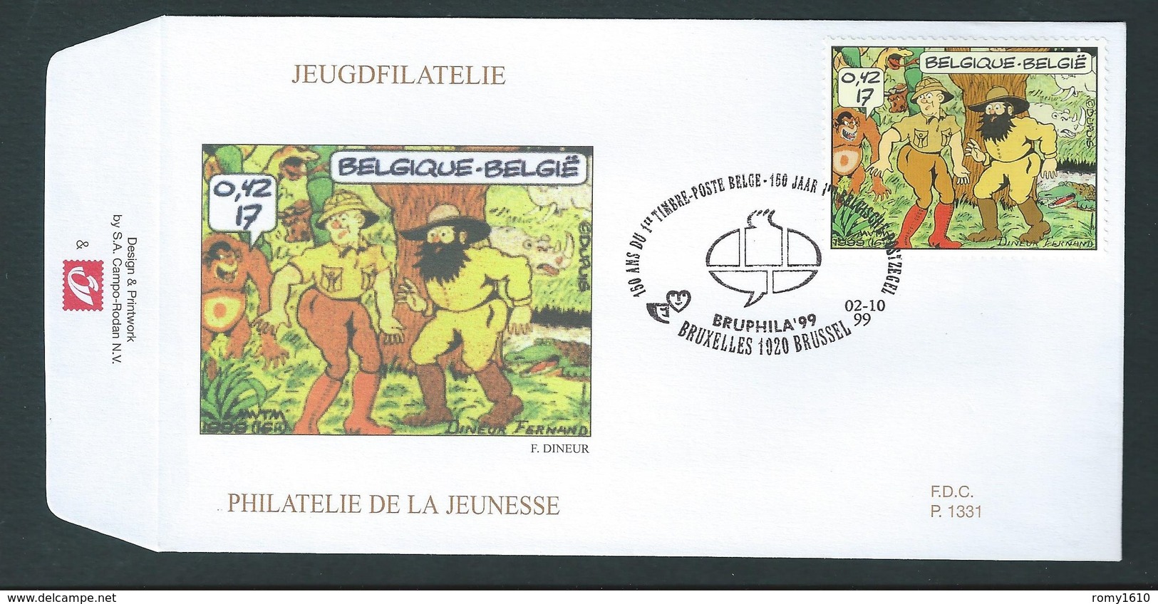 FDC. P 1331.   BD  N° 2848    2-10-1999. - Stripsverhalen