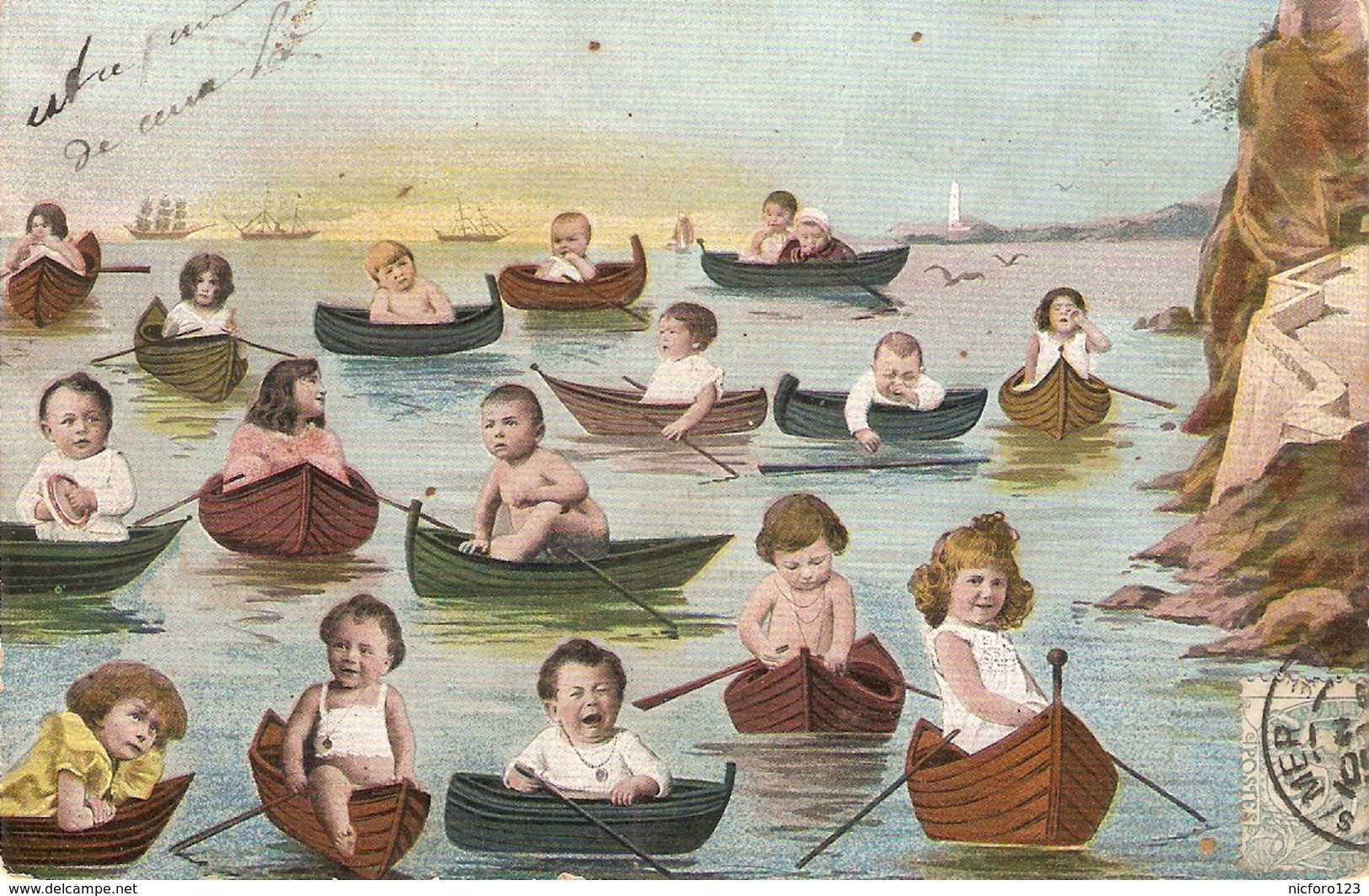 Mulibabies On Boatsy" Curious Vintage  Postcard - Escenas & Paisajes