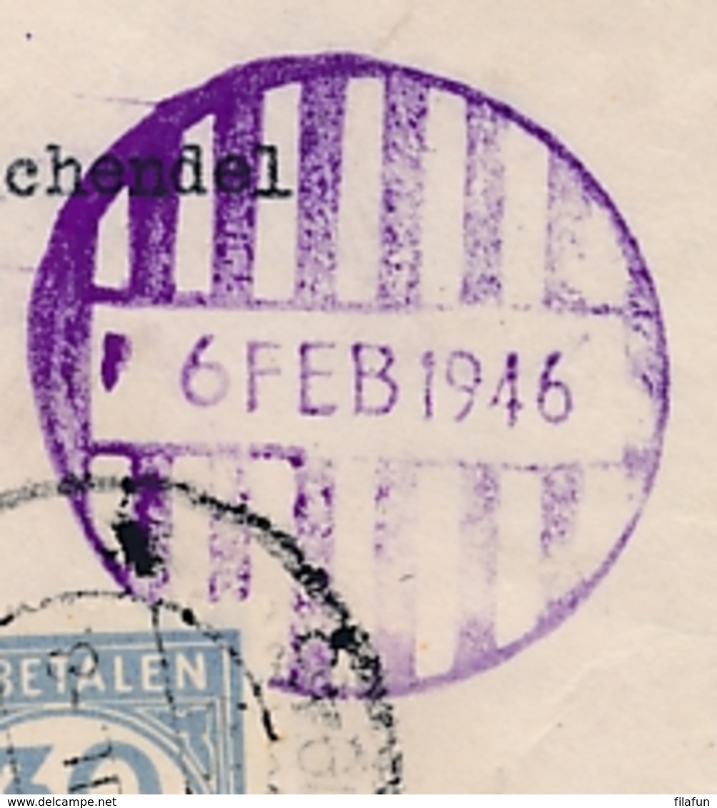 Nederlands Indië - 1946 - Noodstempel Batavia Op Briefje Naar Haarlem - Aldaar Beport Met 30 Cent - Indes Néerlandaises