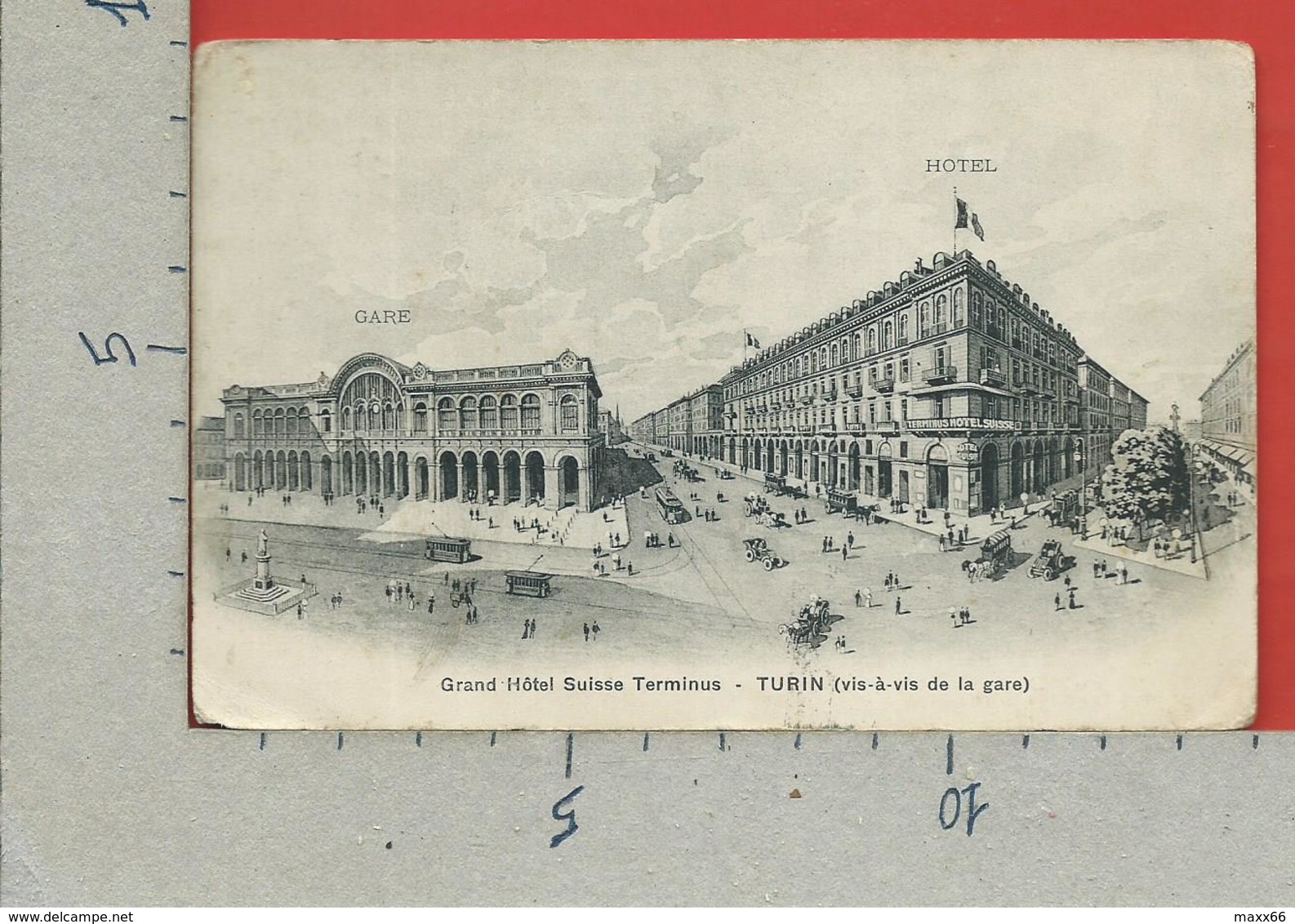 CARTOLINA VG ITALIA - Grand Hotel Suisse Terminus - TORINO TURIN - Vis A Vis De La Gare - 9 X 14 - 1911 - Cafés, Hôtels & Restaurants