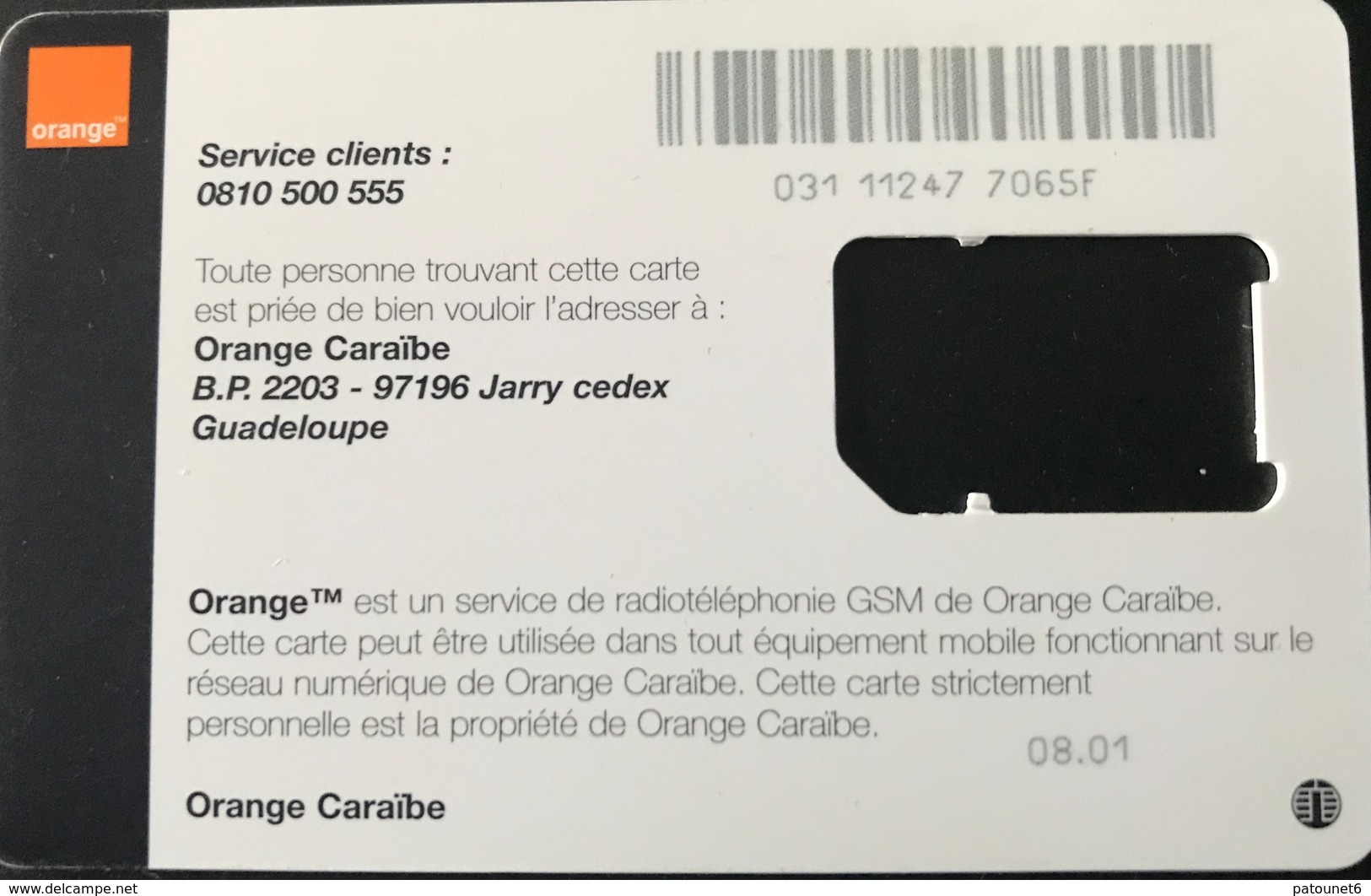 ANTILLES FRANCAISES  -  Carte SIM Orange Caraïbe  -  Coque Vide (sans Puce) - Antillas (Francesas)