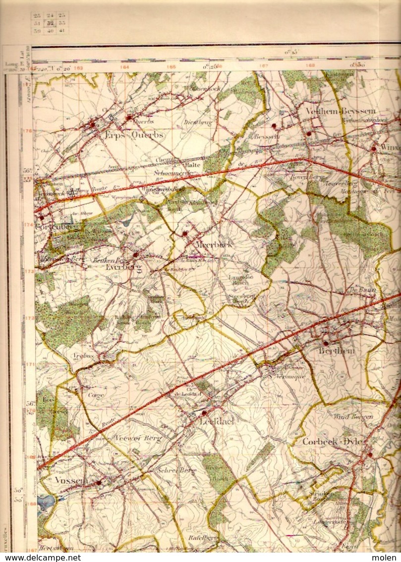 ©1864-65 LEUVEN STAFKAART TIENEN HERENT HEVERLEE KORTENBERG BERTEM DUISBURG HULDENBERG HOEGAARDEN BEAUVECHAIN S339 - Leuven