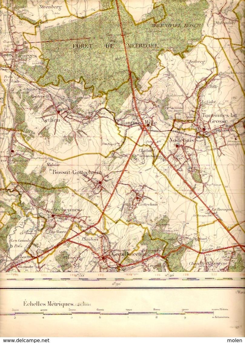 ©1864-65 LEUVEN STAFKAART TIENEN HERENT HEVERLEE KORTENBERG BERTEM DUISBURG HULDENBERG HOEGAARDEN BEAUVECHAIN S339