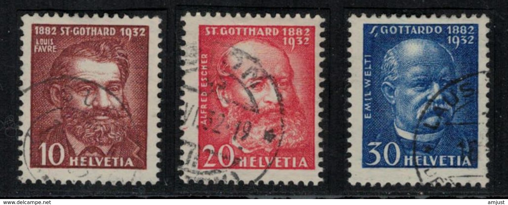 Suisse // Schweiz // Switzerland //  1907-1939  // 50 Ans De La Ligne Du Gothard No.191-193 Oblitéré - Usados