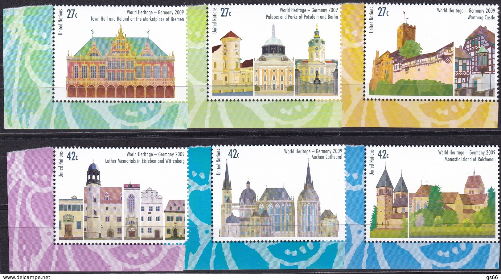 UNO-New York, 2009, 1143/48,  MNH **, UNESCO-Welterbe: Deutschland. - Ungebraucht