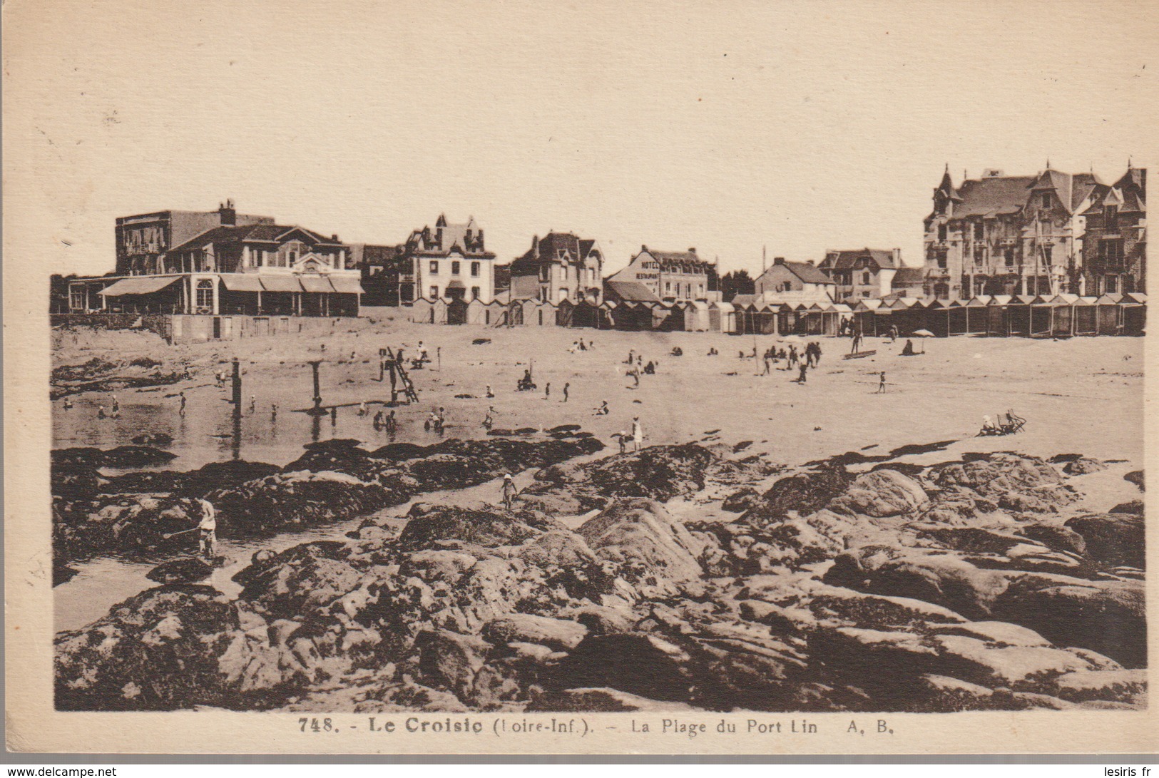 C. P. A - LE CROISIC - LA PLAGE DU PORT LIN - A. B. - 748 - ANIMEE - Le Croisic