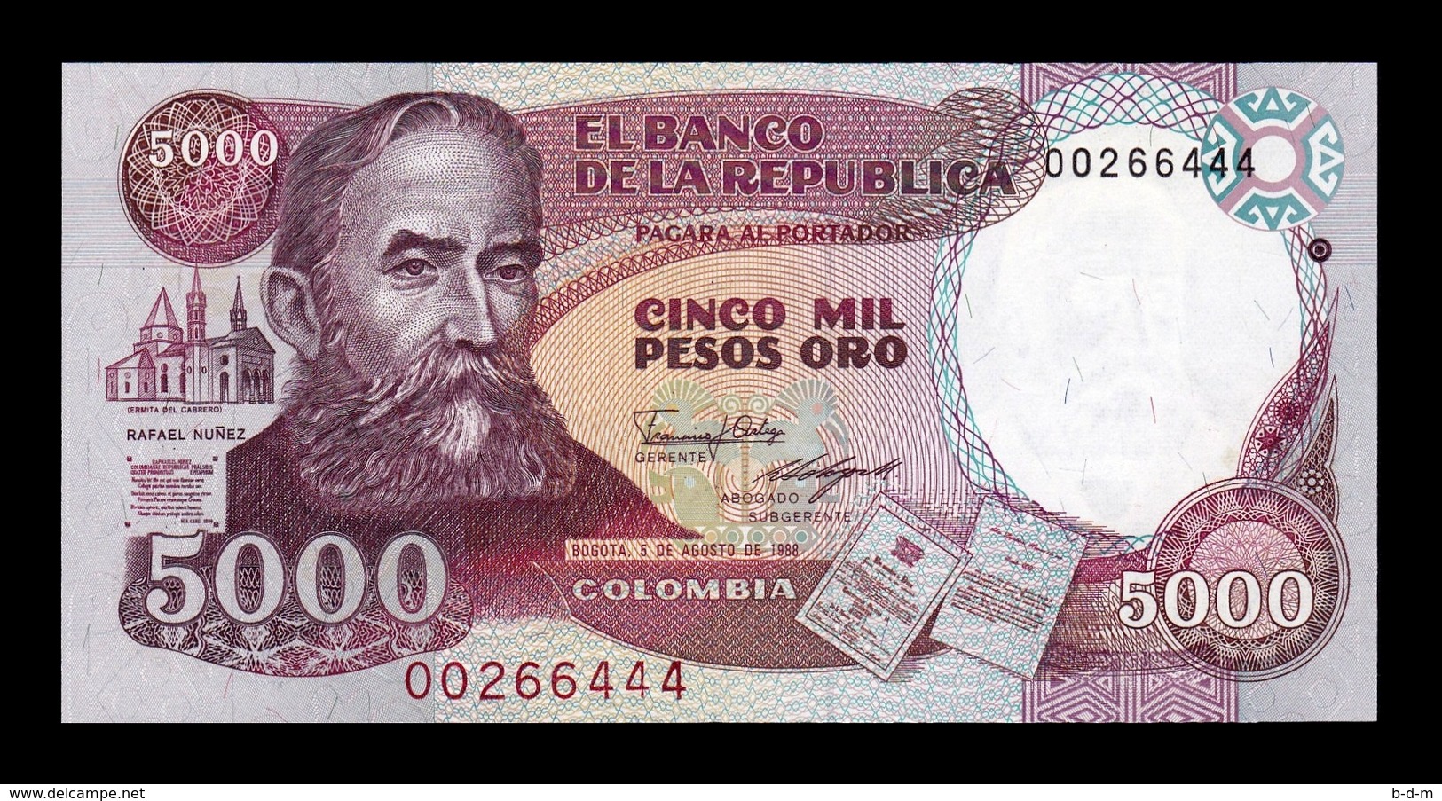 Colombia 5000 Pesos Oro 1988 Pick 435b SC UNC - Colombia