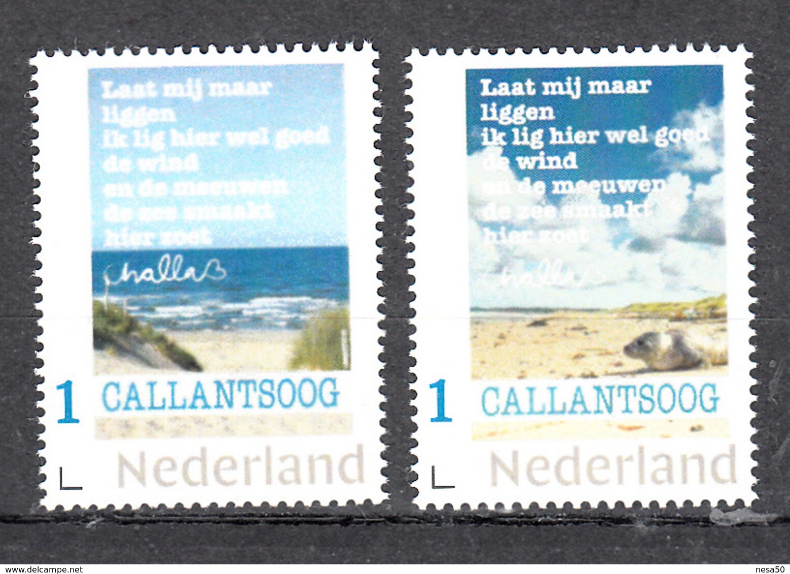 Nederland  Persoonlijke Zegel: Callantsoog 2 Postzegels Van Kunstenaar Challa, Met Zeehond En  Teksten , Gedichten - Nuovi