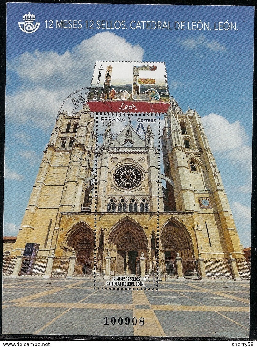2018-ED. 5230 H.B. 12 Meses 12 Sellos. Catedral De León. León - USADO - Usados