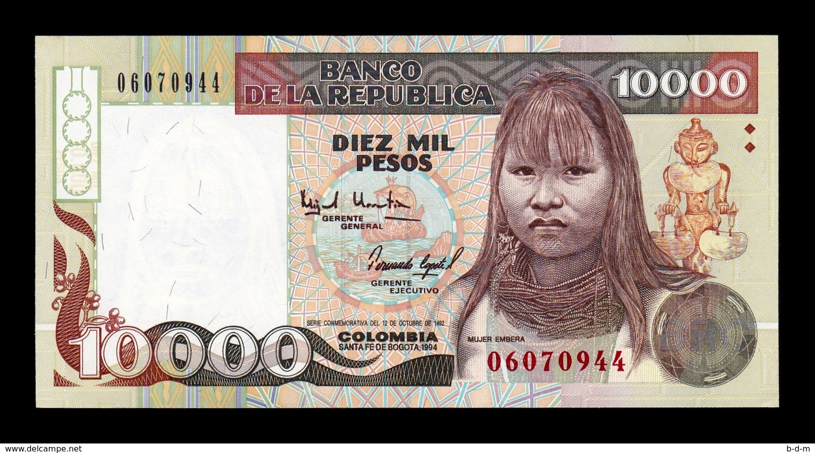 Colombia 10000 Pesos 1994 Pick 437A SC UNC - Colombia