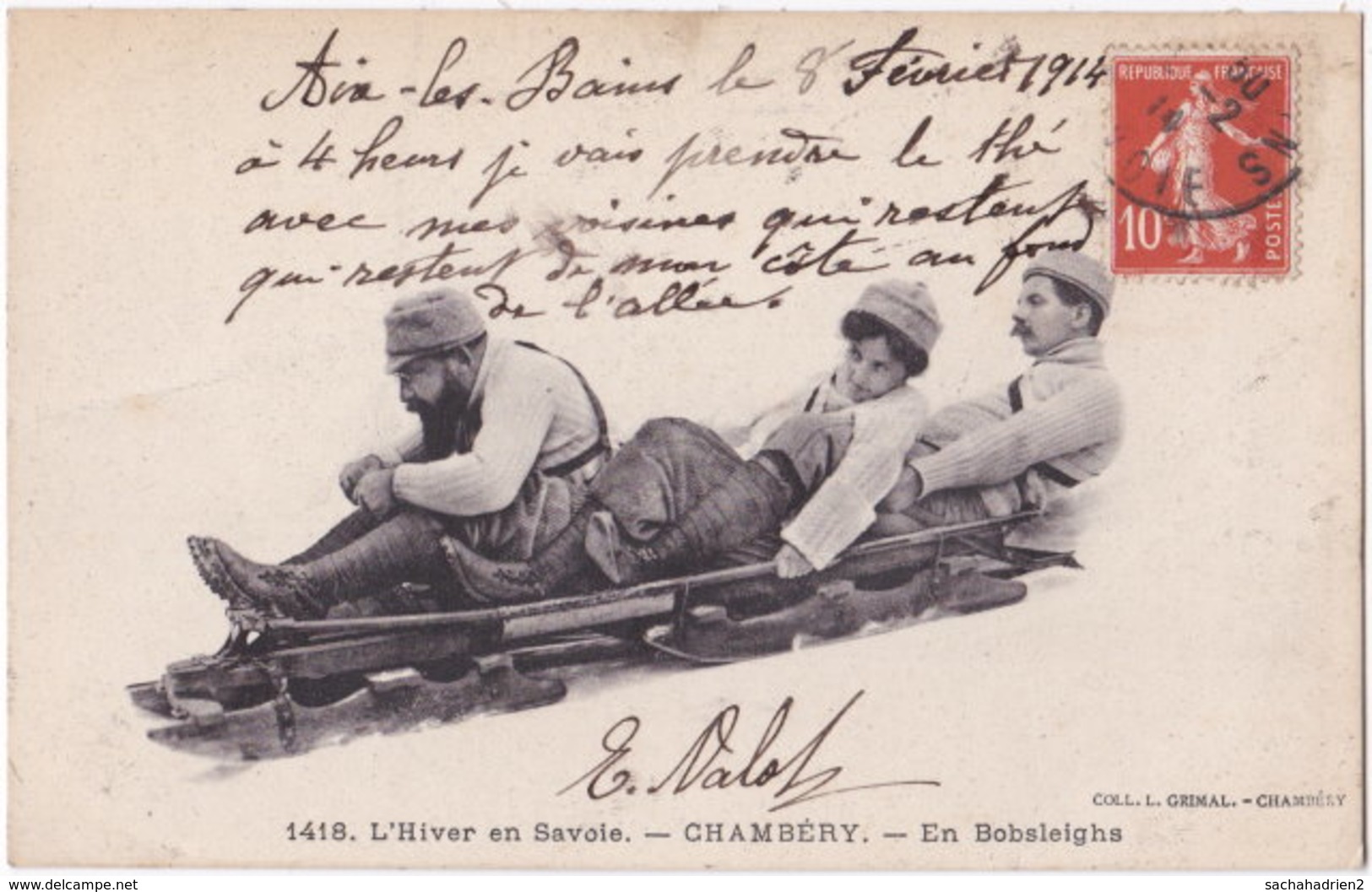 73. L'Hiver En Savoie. CHAMBERY. En Bobsleighs. 1418 - Chambery