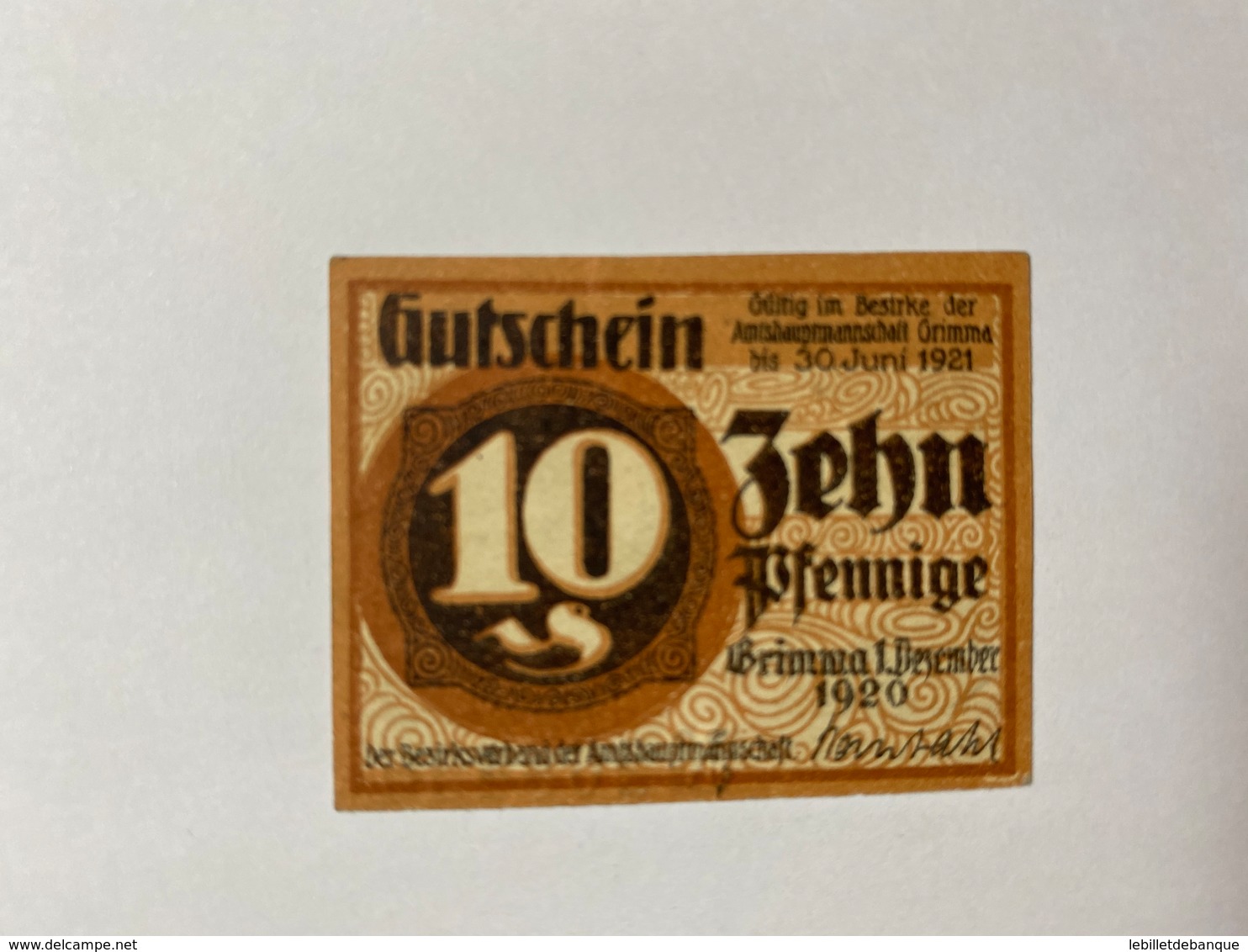 Allemagne Notgeld Grimma 10 Pfennig - Collezioni