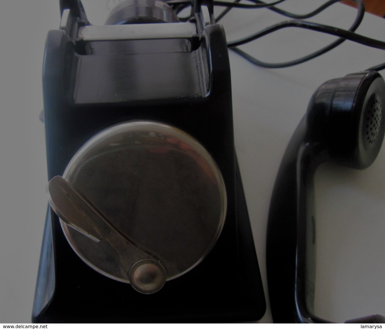 Ancien Téléphone des P.T.T. à Balancier 1956 noir Bakélite Cadran à Clapet idéal déco en parfait état avec écouteur