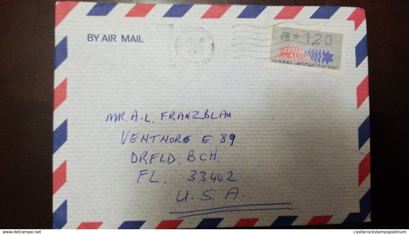 O) ISRAEL, AUTOMATEN MARKEN MACHINE - STAR, AIRMAIL TO USA - Non Dentellati, Prove E Varietà