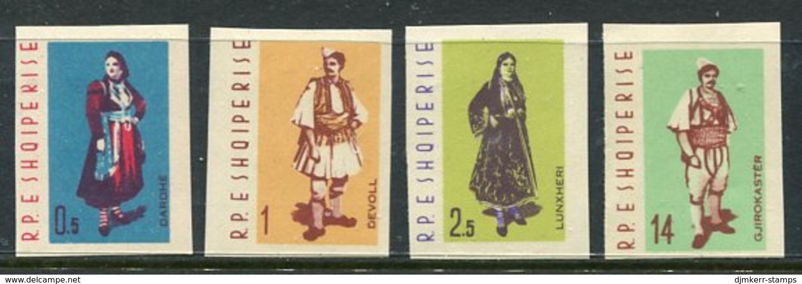 ALBANIA 1962 Traditional Costumes Imperforate Set LHM / *.  Michel 695-98B - Albania