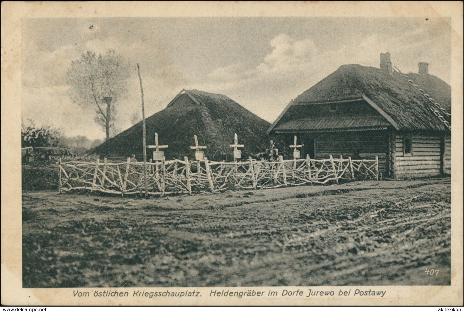 Postcard Pastawy Поставы, Postawy Dorf Jurewo (Witebesk) 1917 - Weißrussland