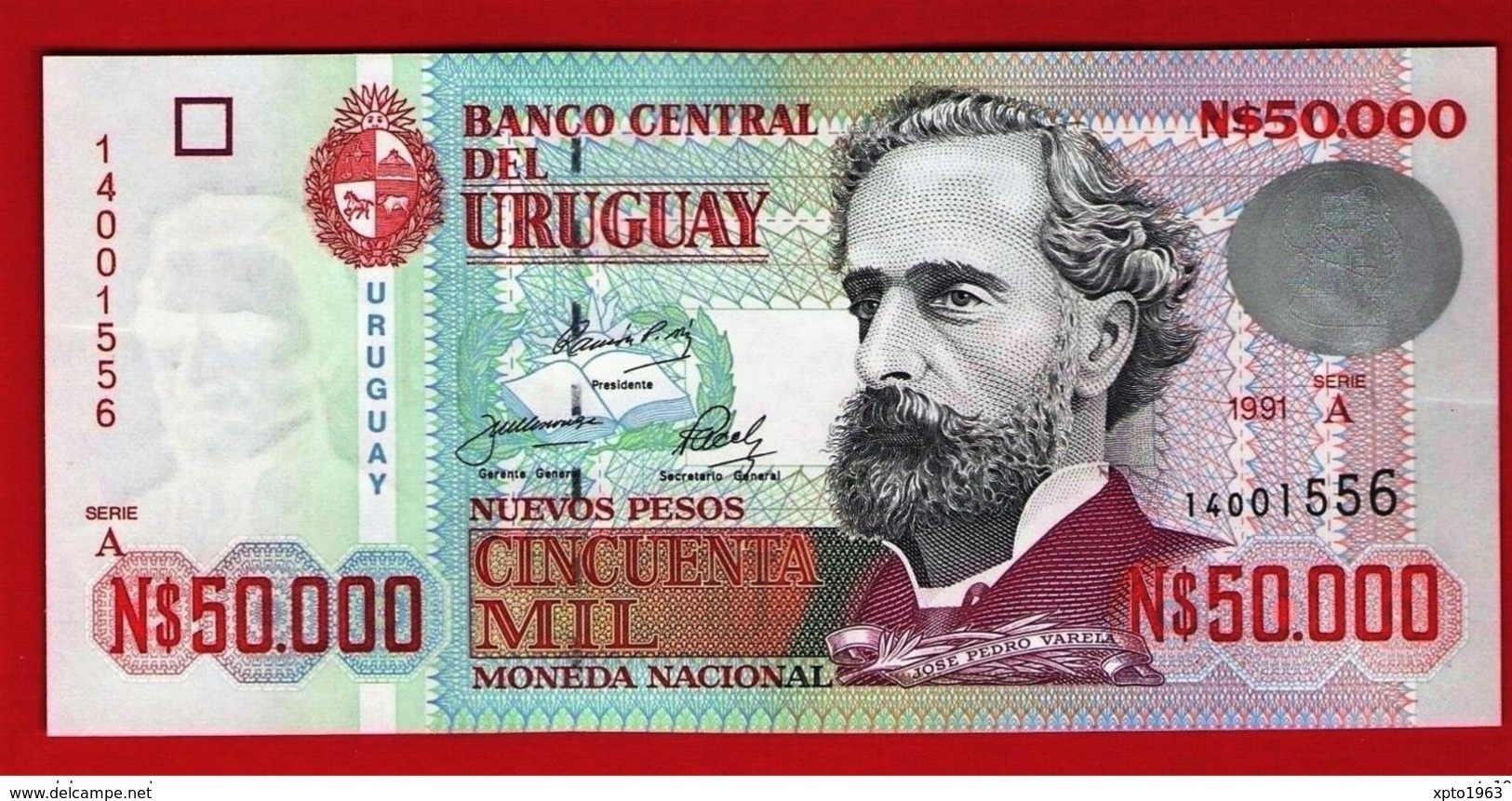 URUGUAY 50000 NUEVOS PESOS 50.000 - Serie A 1991 Pick 70 UNC NEUF FDS - Uruguay