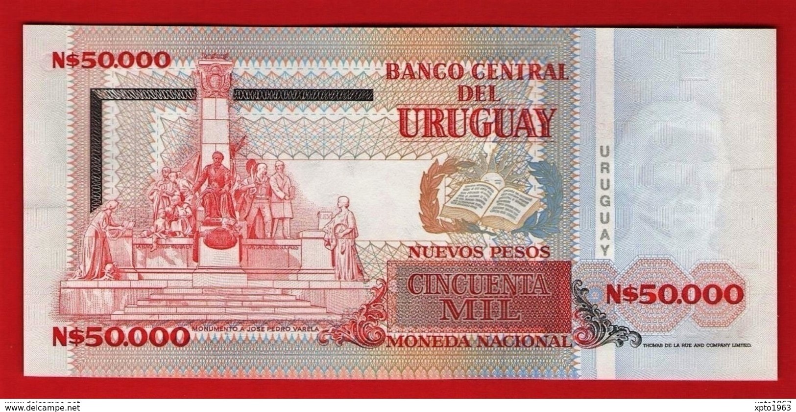 URUGUAY 50000 NUEVOS PESOS 50.000 - Serie A 1991 Pick 70 UNC NEUF FDS - Uruguay