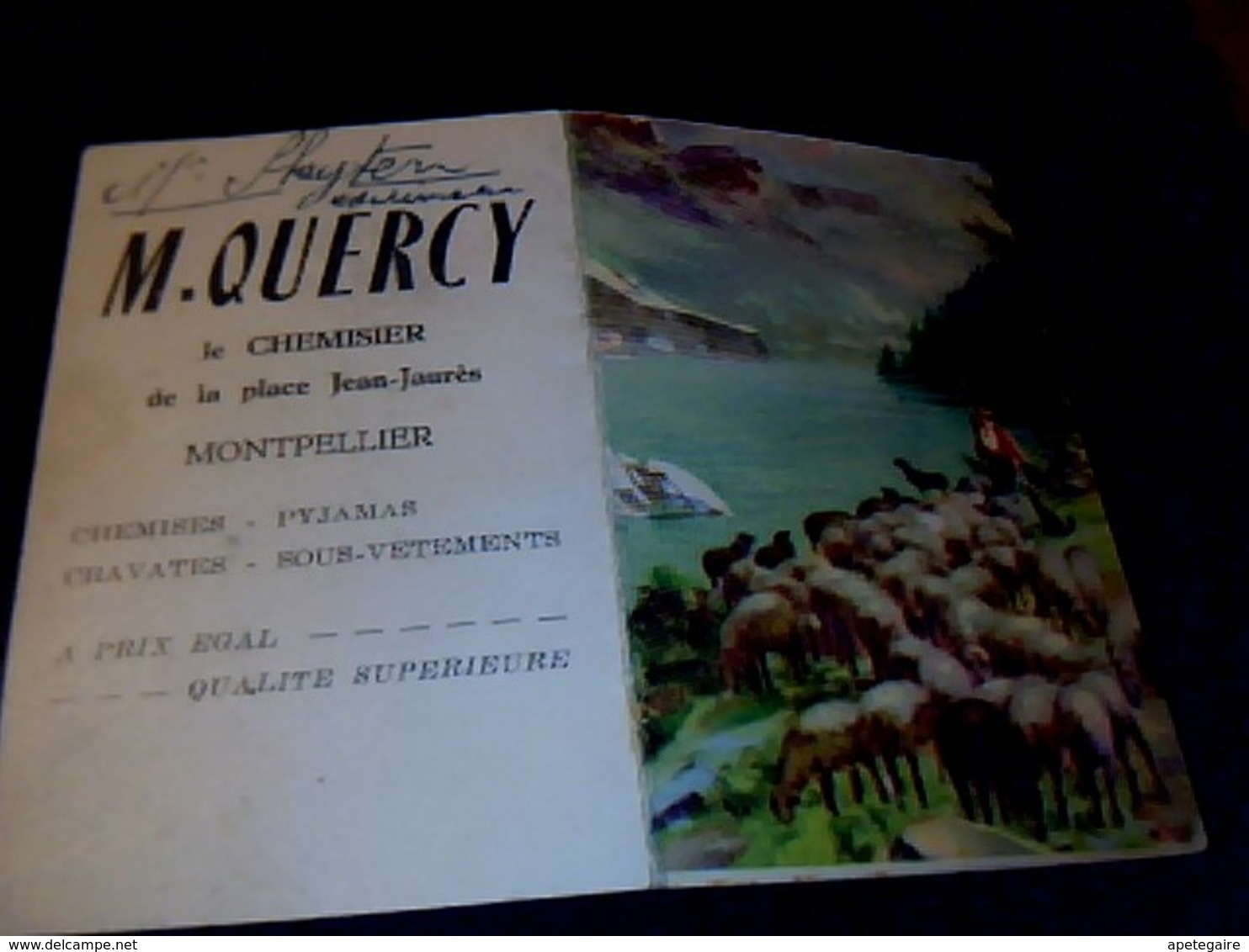 Carton Publicitaire M.QUERCY Chemisier à Montpellier Sur Carte "d Immatriculation Des Véhicules Automobile" Année ? - Autres & Non Classés