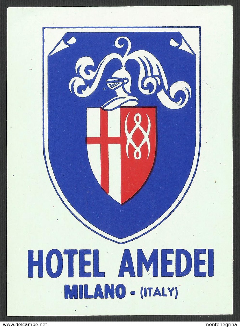 ITALY MILANO Hotel AMEDEI Luggage Label - 8 X 11 Cm (see Sales Conditions) - Etiketten Van Hotels