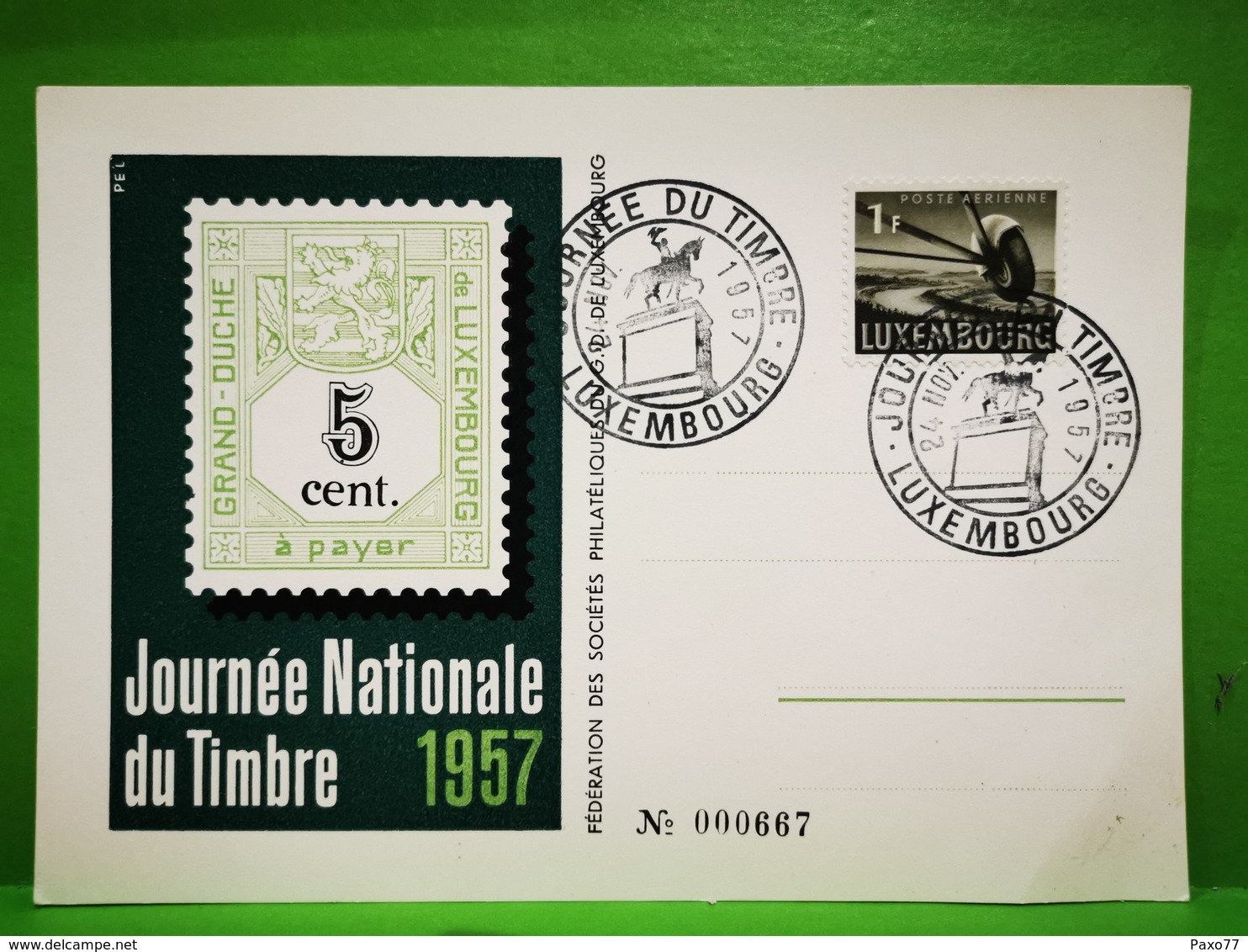 Luxembourg, Journée Nationale Du Timbre 1957 - Herdenkingskaarten