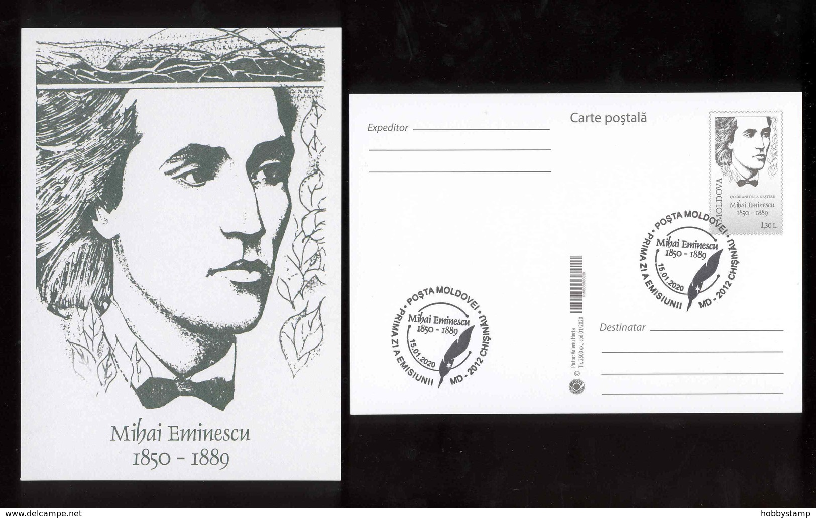 Moldova 2020 170th Anniversary Of The Birth Of Eminescu Prep.PC + FDC - Moldova