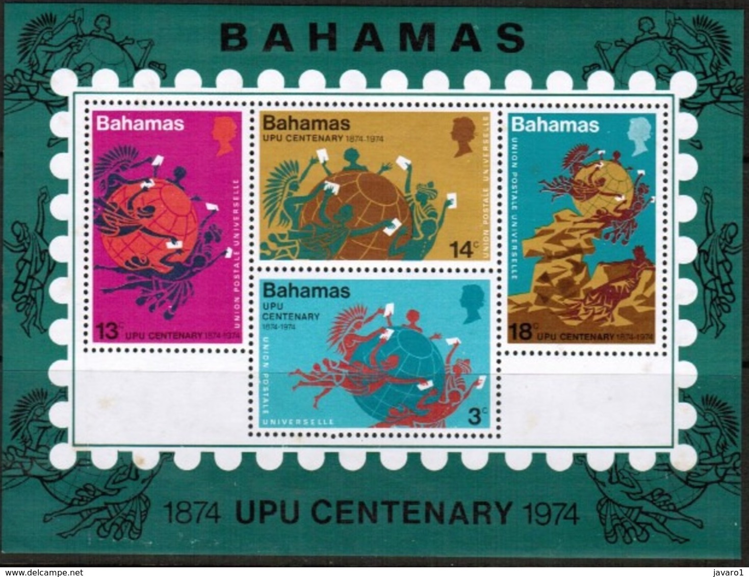 BAHAMAS : Sheet  UPU Centenary 1974   MNH - Bahama's (1973-...)