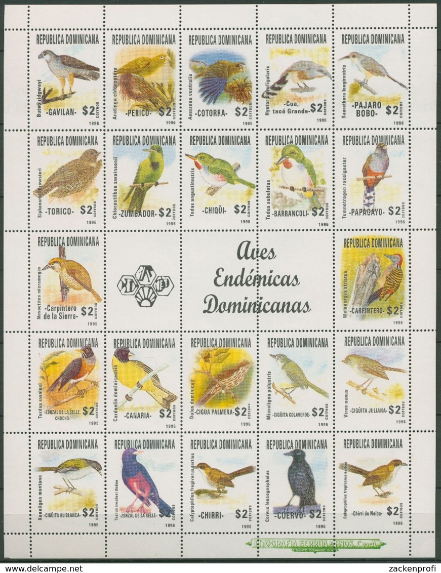 Dominikanische Republik 1996 Tiere Vögel 1814/35 ZD-Bogen Postfrisch (SG93948) - Dominican Republic