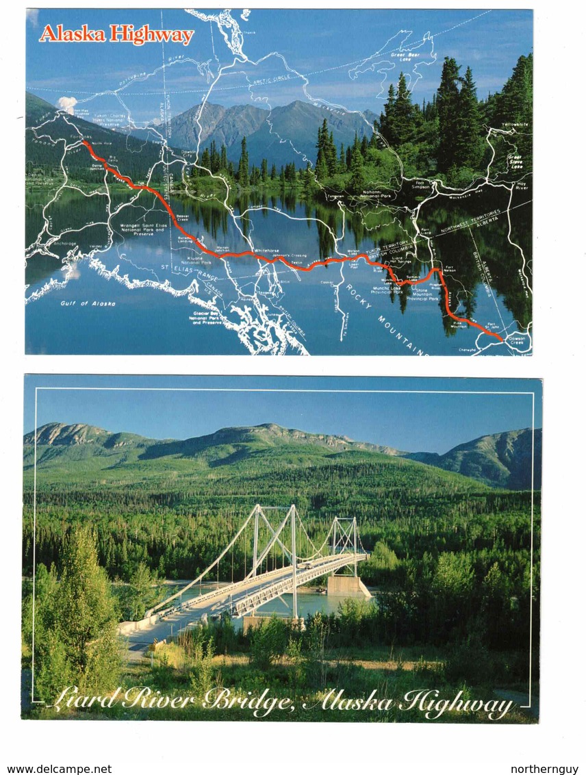 10 Different Yukon, Canada & Alaska, Alaska Highway, Old 4X6 Mint Chrome Postcards - Yukon