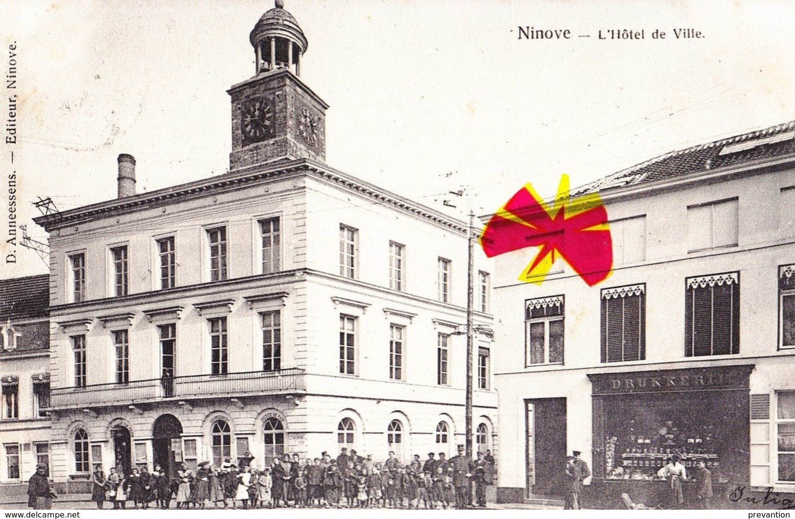 NINOVE - L'Hôtel De Ville - Carte Très Animée - Ninove