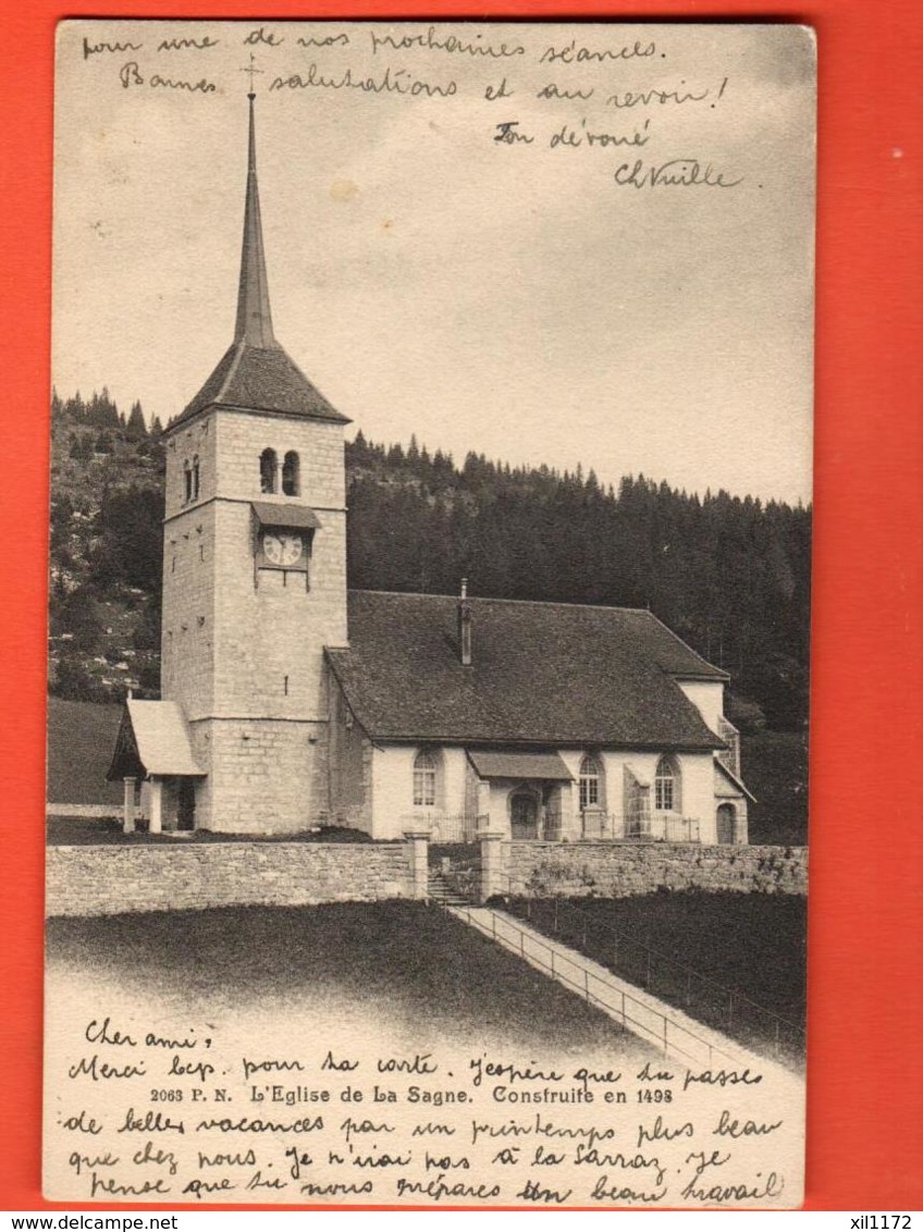 PCL-38 Eglise De La Sagne  Construite En 1498. Précurseur. Circulé 1911 Vers La France - La Sagne