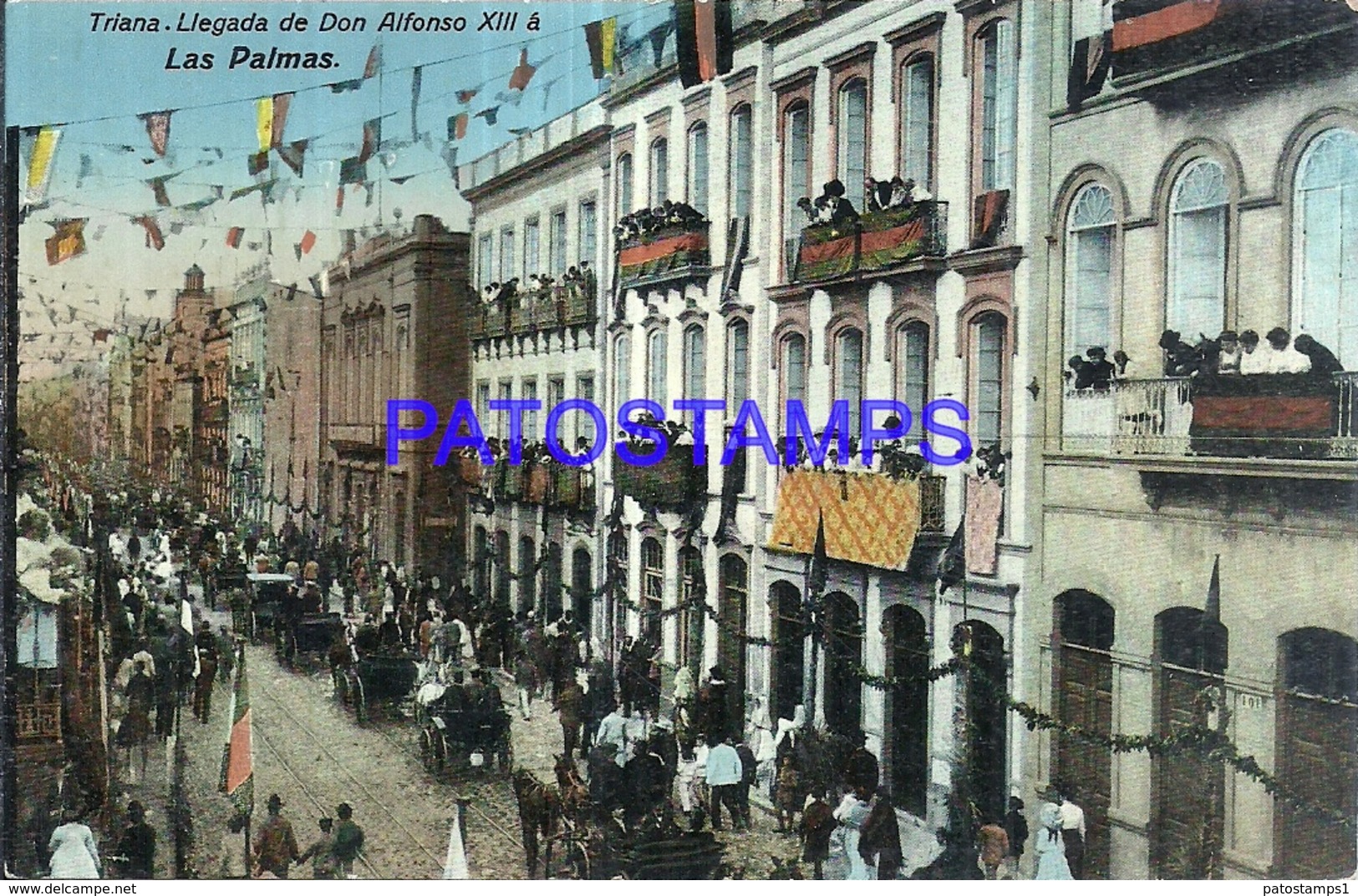 128519 SPAIN ESPAÑA LAS PALMAS DE GRAN CANARIA TRIANA LLEGADA DE DON ALFONSO XIII & AUTOMOBILE CAR POSTAL POSTCARD - Autres & Non Classés