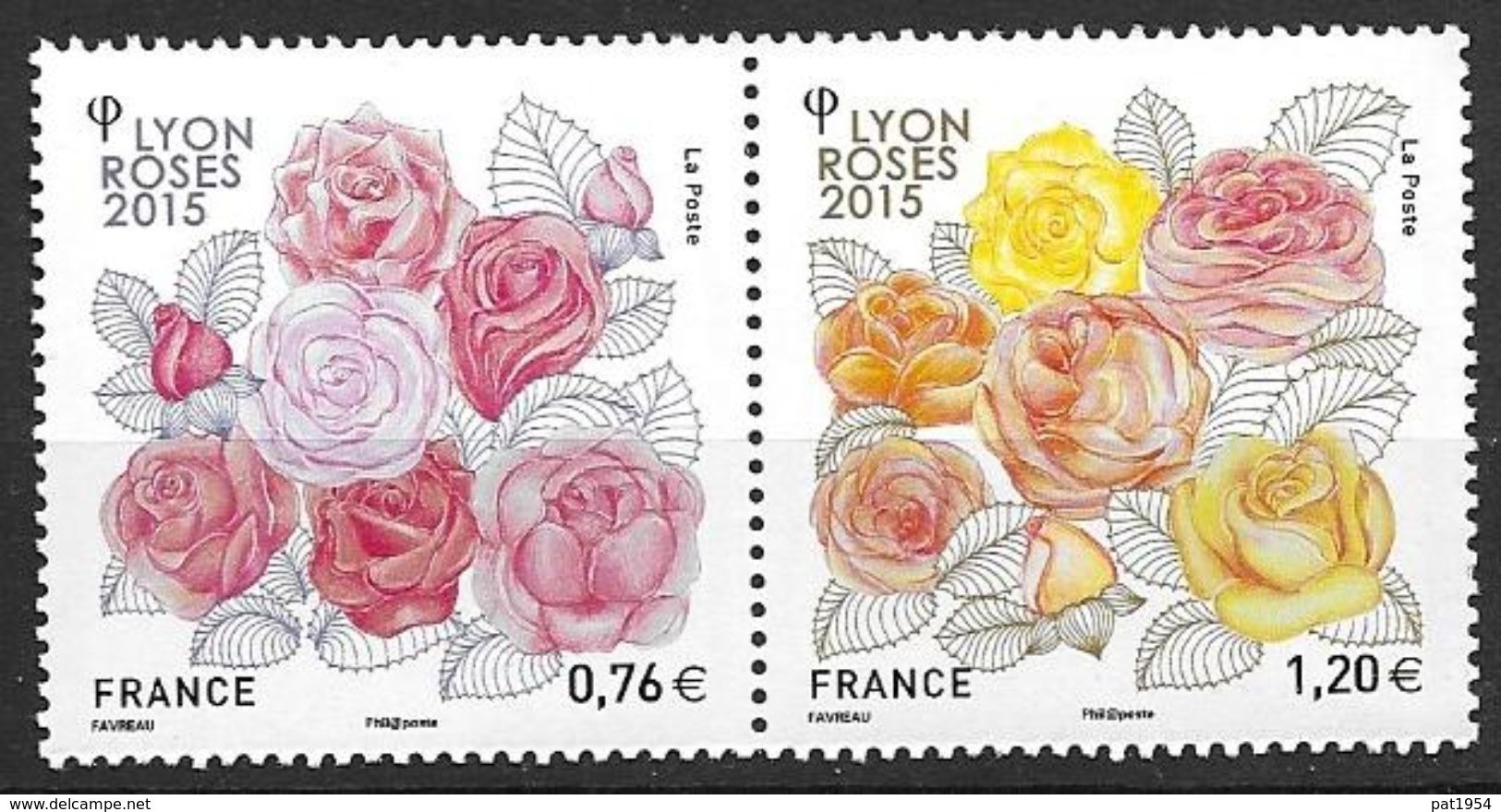 France 2015 N° 4957/4958 Neufs Se Tenant, Fleurs Société Des Roses, à La Faciale + 10% - Nuovi