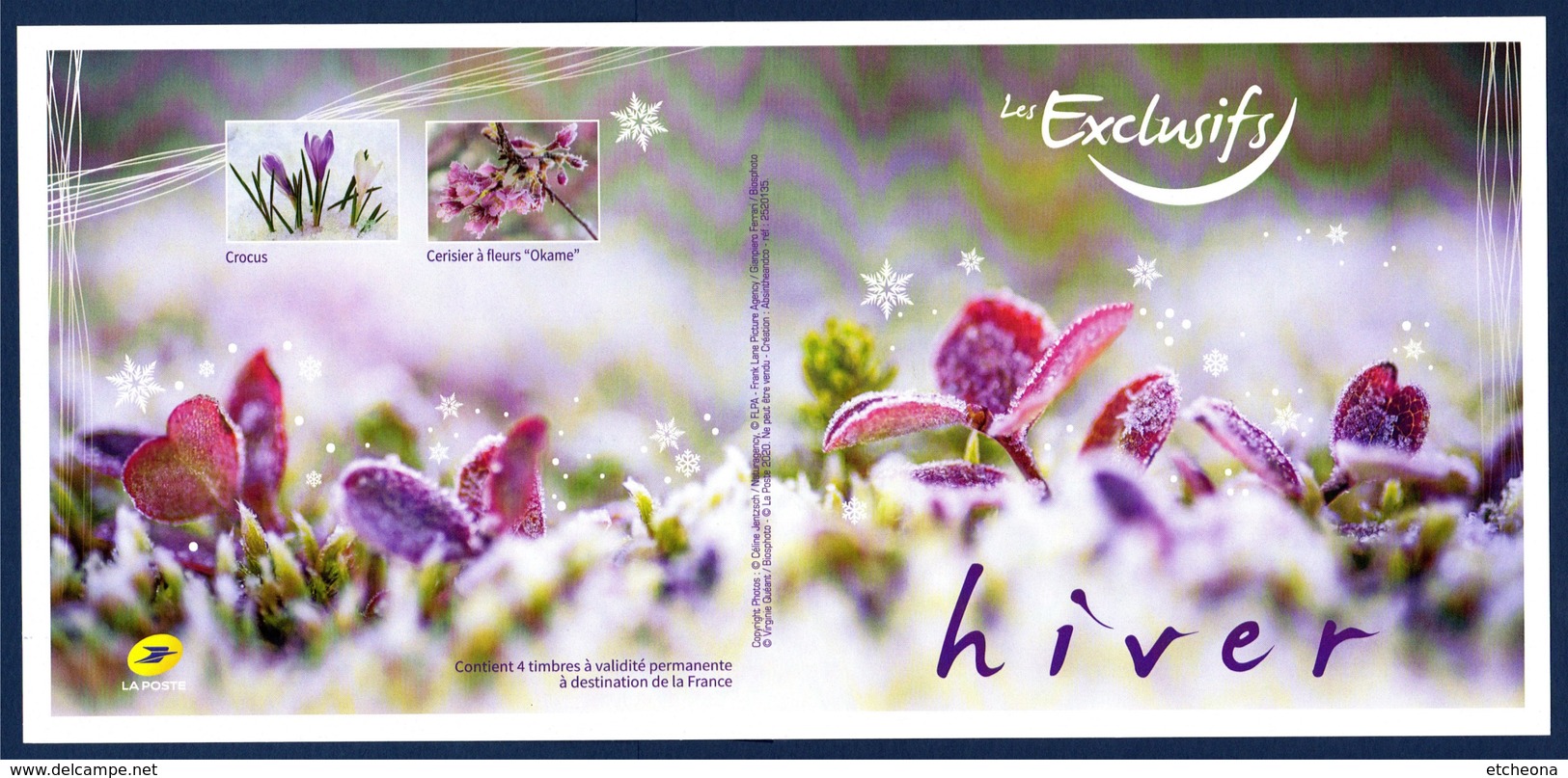 = Hiver Collector 4 Timbres TVP LP Les Exclusifs, Crocus Et Cerisier à Fleurs "Okame" Cadre Gris Philaposte - Collectors