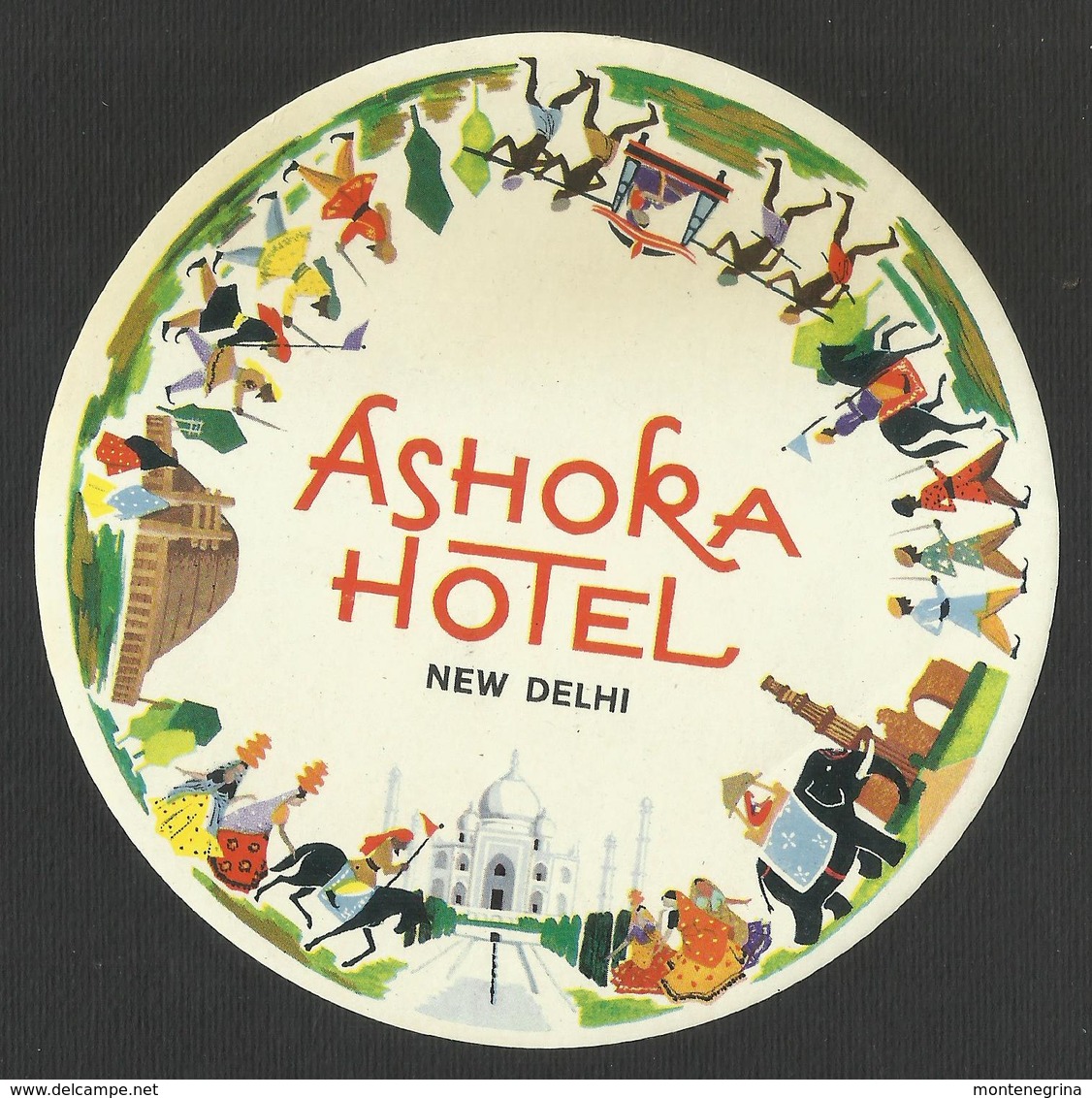 NEW DELHI Hotel ASHORA Luggage Label - D = 12 Cm (see Sales Conditions) - Hotel Labels