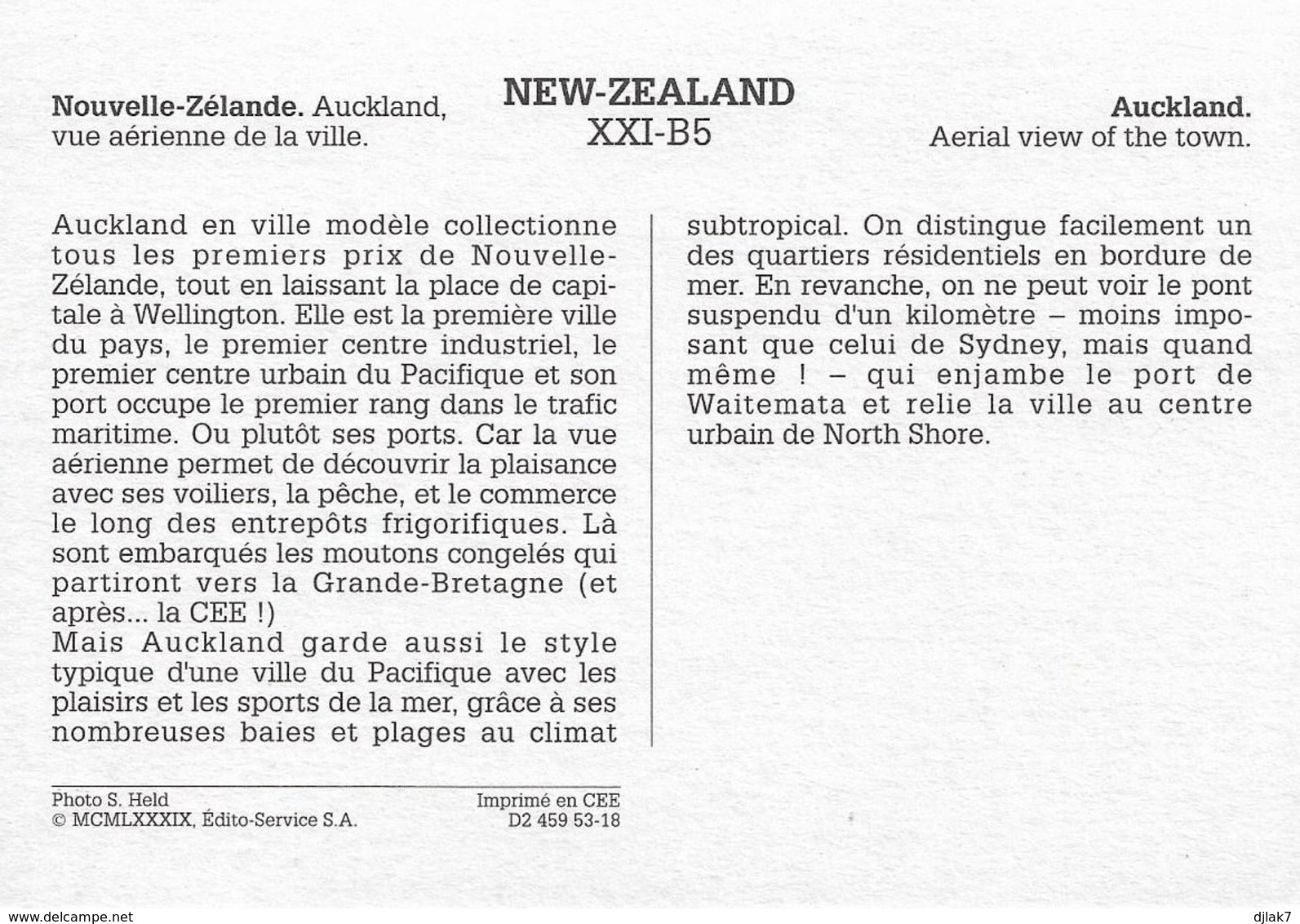 Nouvelle Zélande Auckland Vue Aérienne De La Ville (2 Scans) - Nouvelle-Zélande