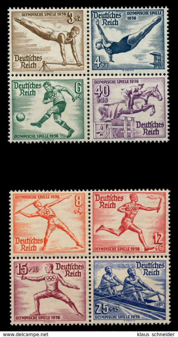 DEUTSCHES REICH 1936 Nr 624-631 Postfrisch VIERERBLOCK X6DD1F2 - Ungebraucht