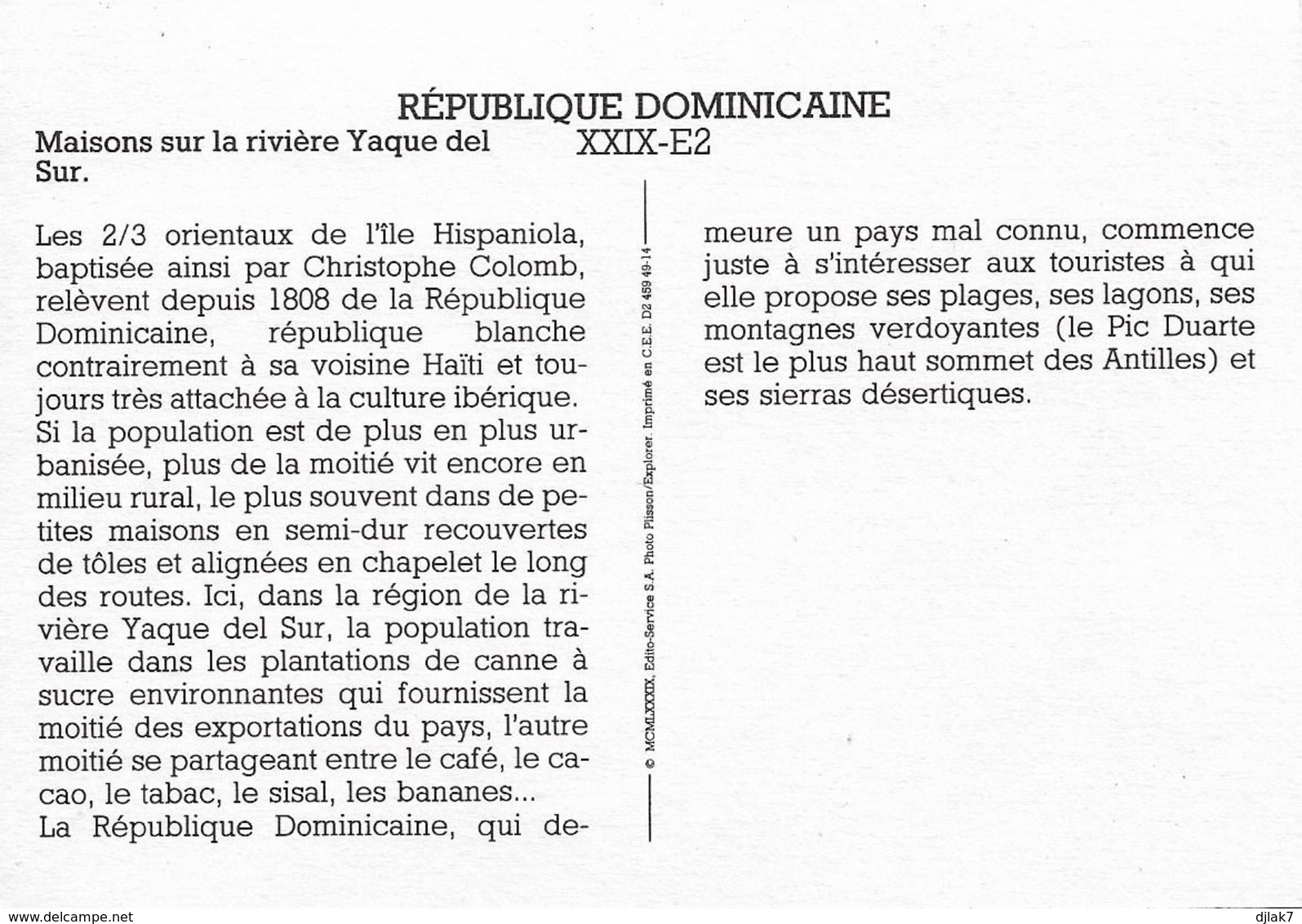 République Dominicaine Maisons Sur La Rivière Yaque Del Sur (2 Scans) - Dominicaine (République)